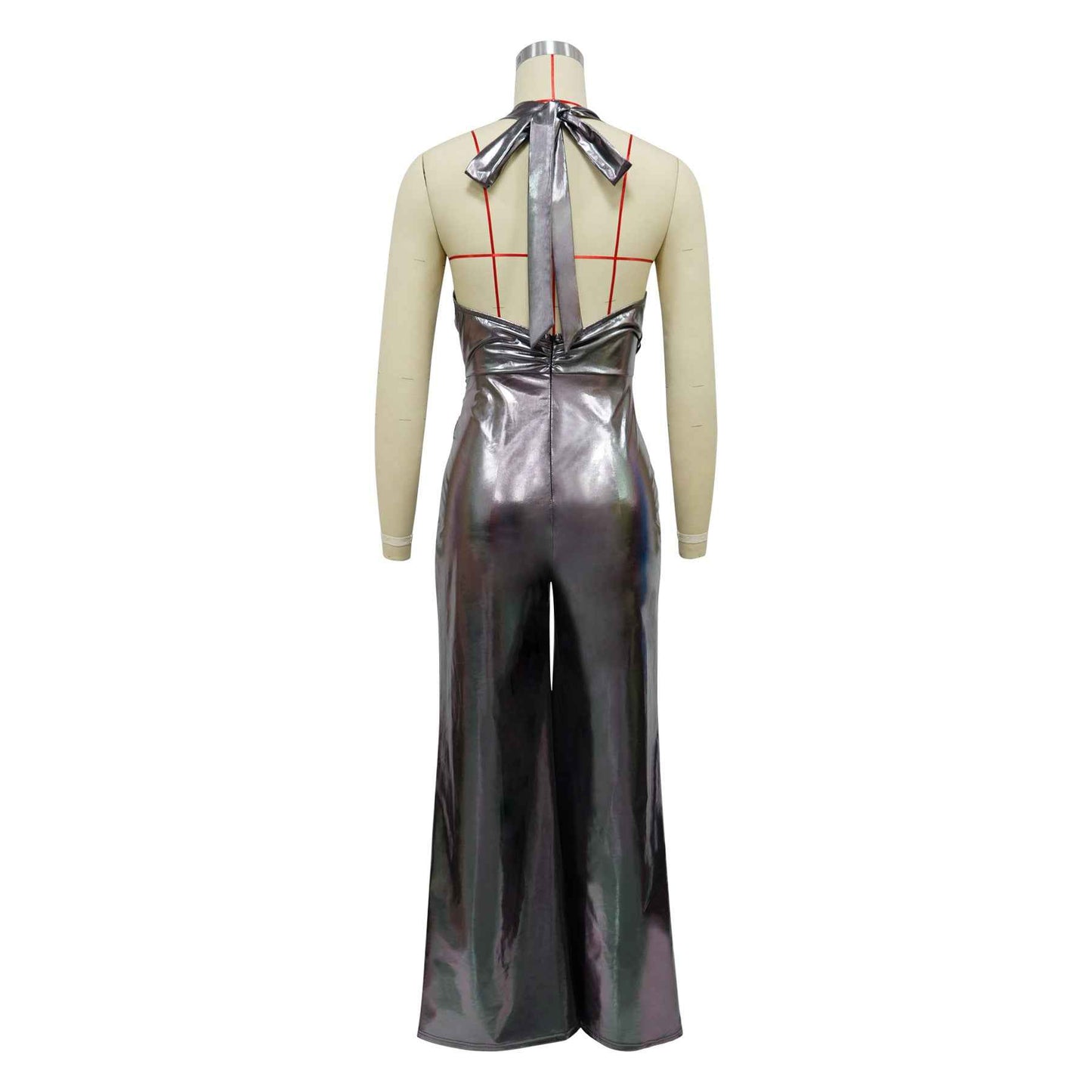 Swing Collar Halter Backless Jumpsuit Women