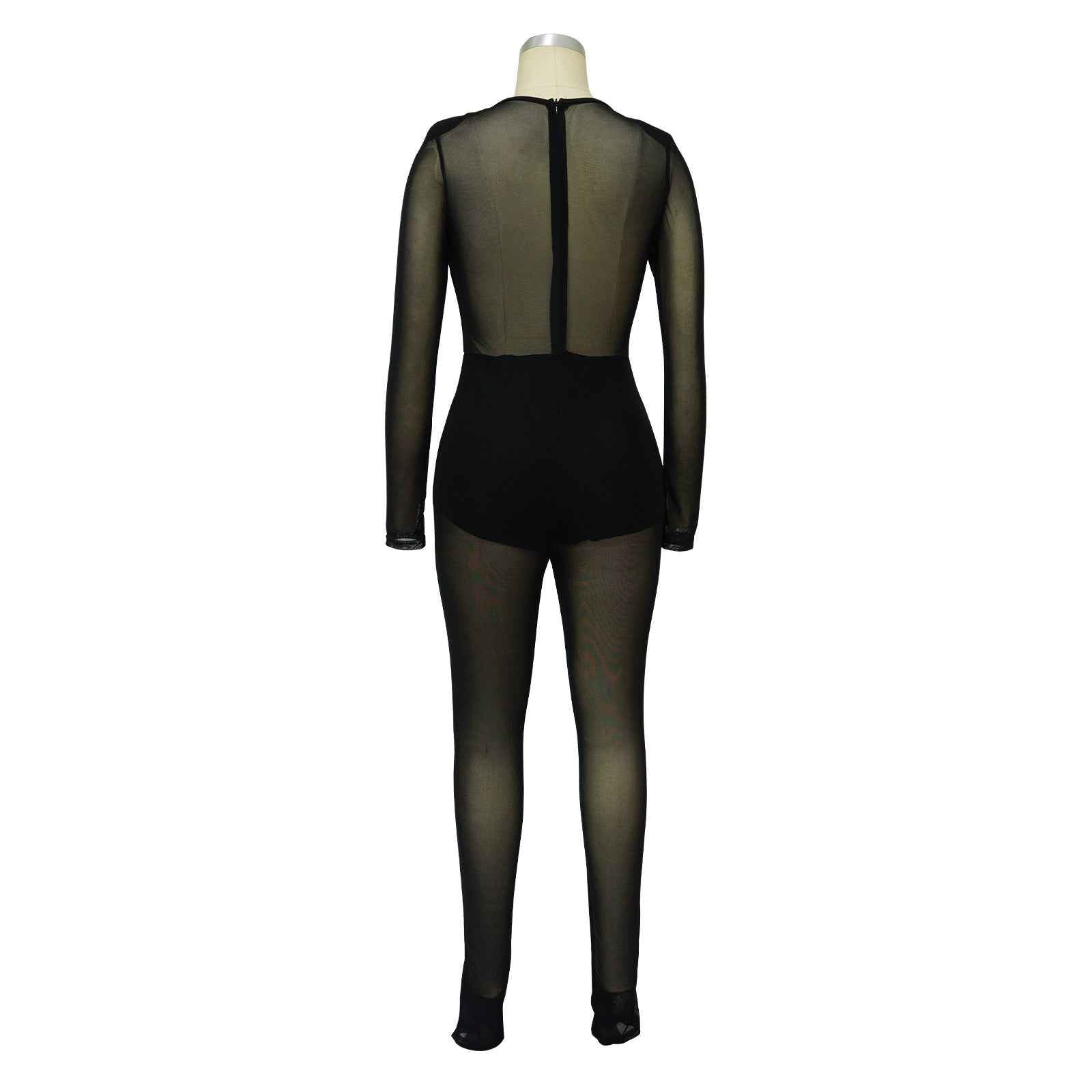 Solid Color Sexy See through Jumpsuit Women