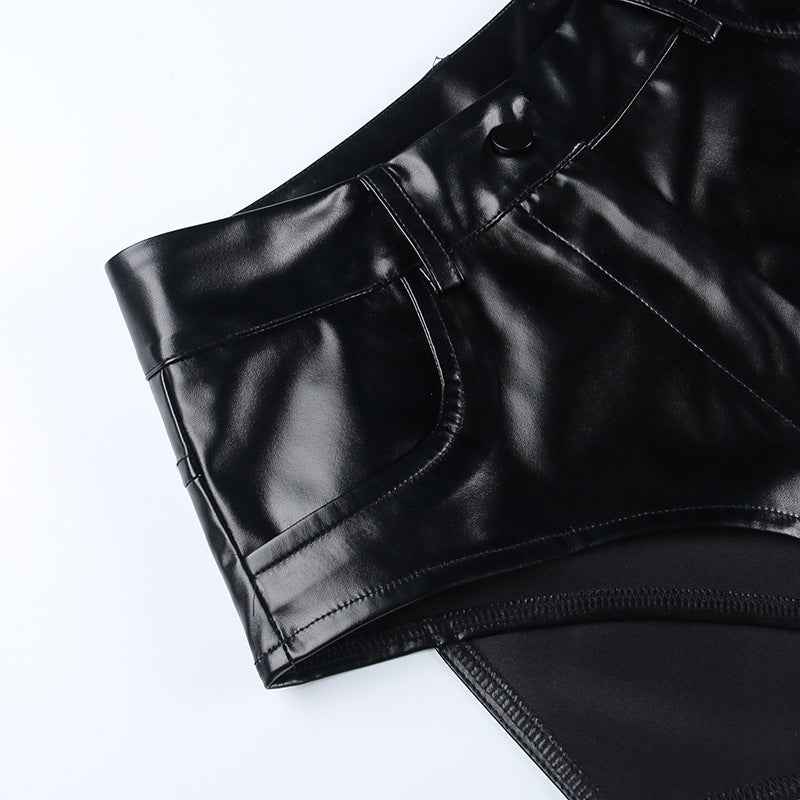 High Waist Hip Faux Leather Bottoms for Women