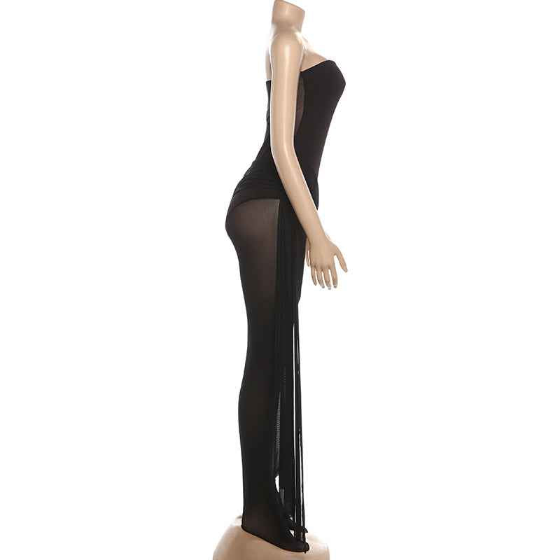 Slim Fit Backless Tube Top Jumpsuit