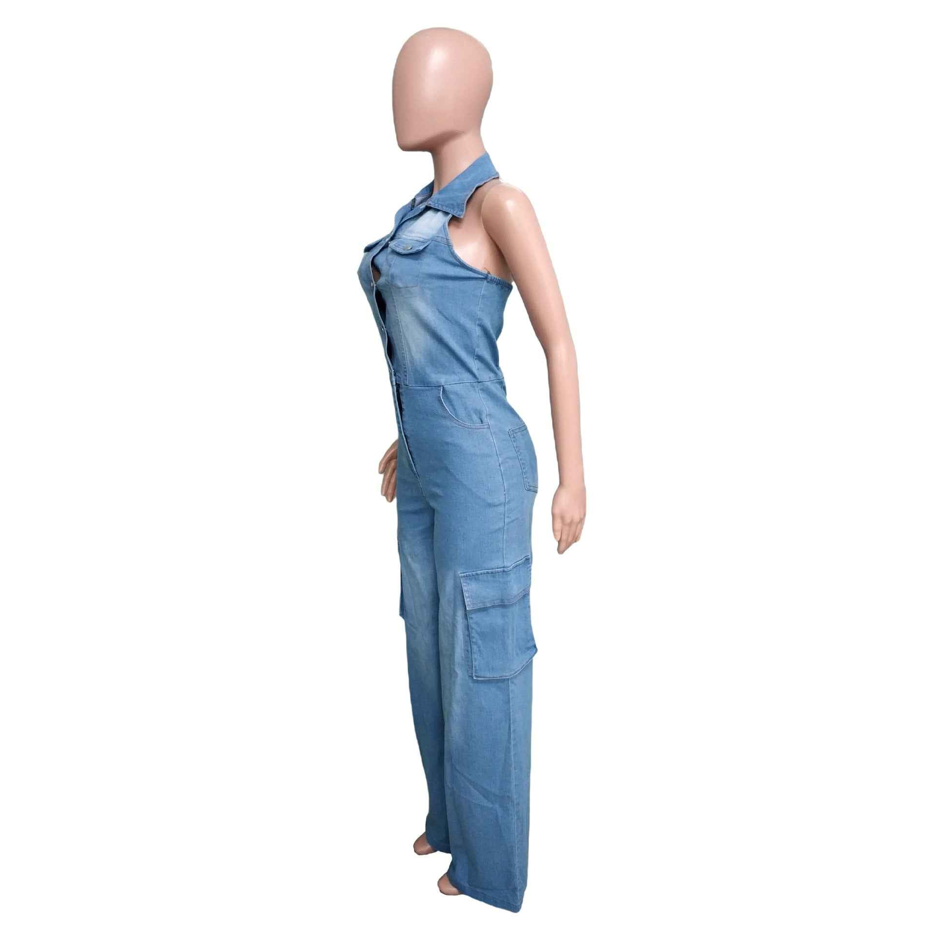 Loose Fit Denim Jumpsuit