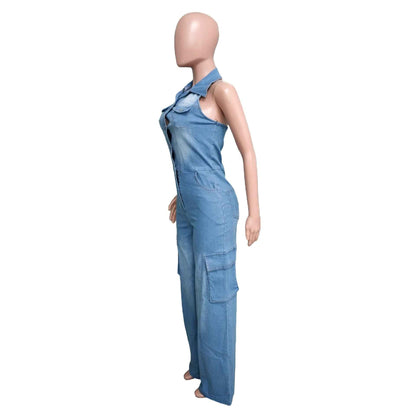 Loose Fit Denim Jumpsuit