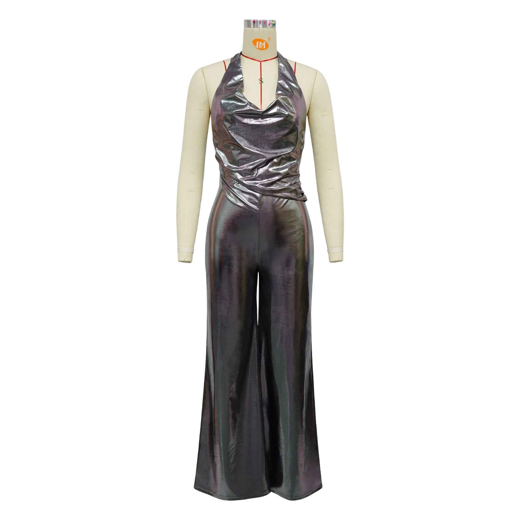 Swing Collar Halter Backless Jumpsuit Women
