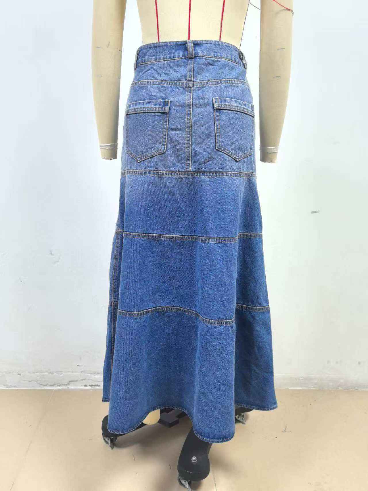 Street Retro Women's High Waist A line Denim Skirt