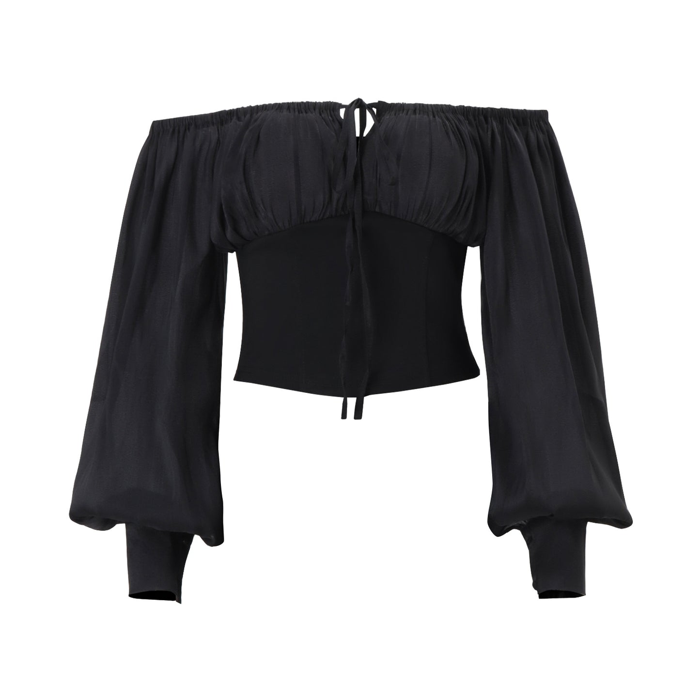 MUNSIEUR Off Shoulder Retro Mesh Skirt Set