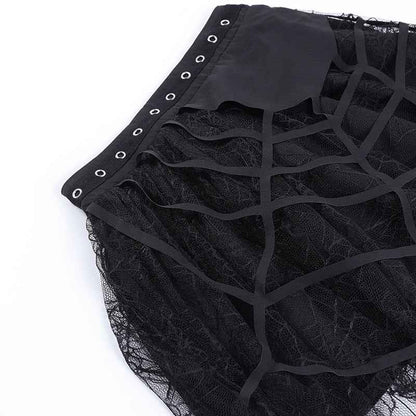 Punk Spider Web Tassel Mini Gothic Skirt