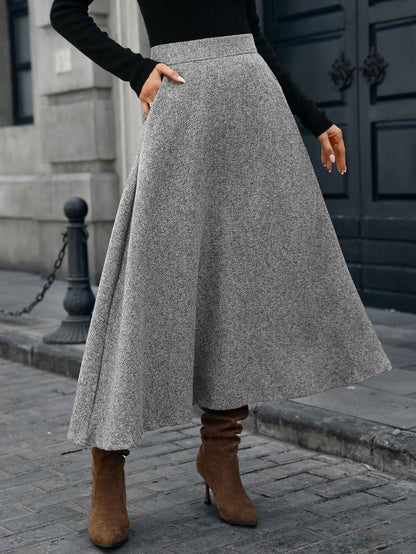 Woolen A line Drape Skirt