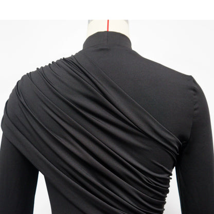 Autumn Drop Sleeves Pleated Side Gauze Dress New Arrivals