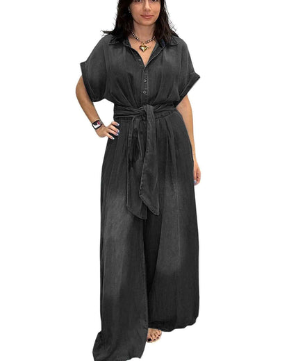 Summer Polo Collar Jumpsuit