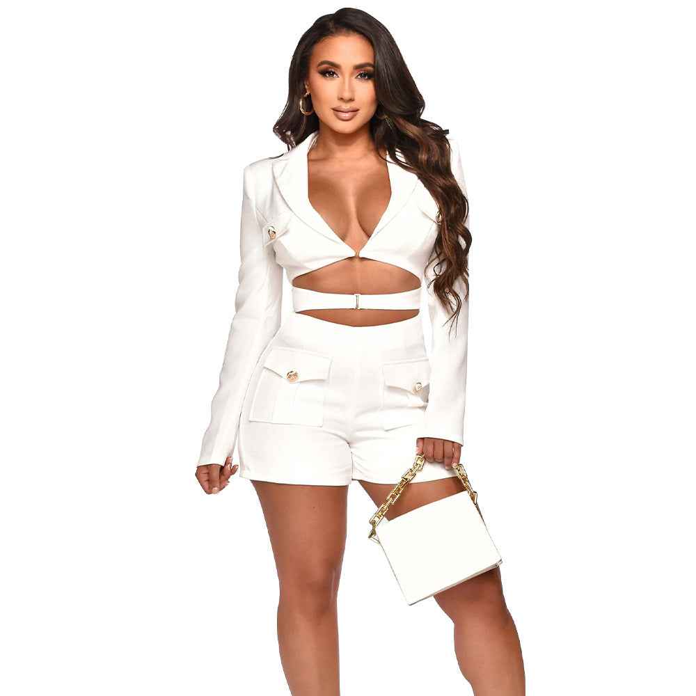 Deep V Plunge Solid Color Romper
