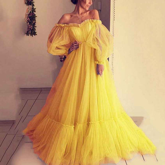 Tube Top Dress Mesh Wedding Evening Dress