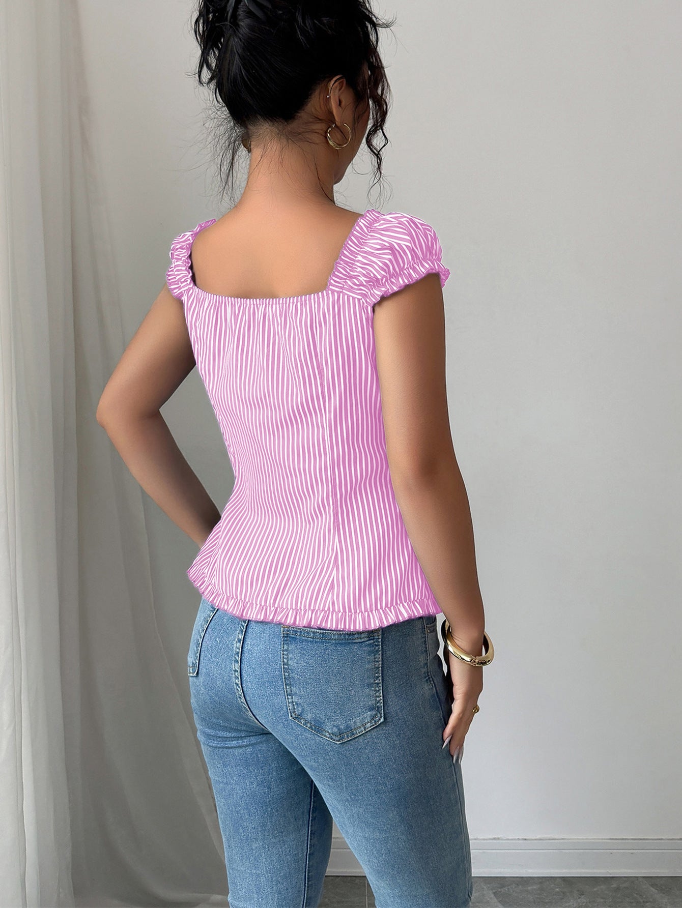 Elegant Striped Cardigan Blouse