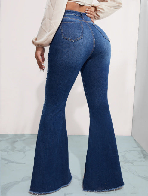 MUNSIEUR High Waist Stretch Flared Denim Jeans