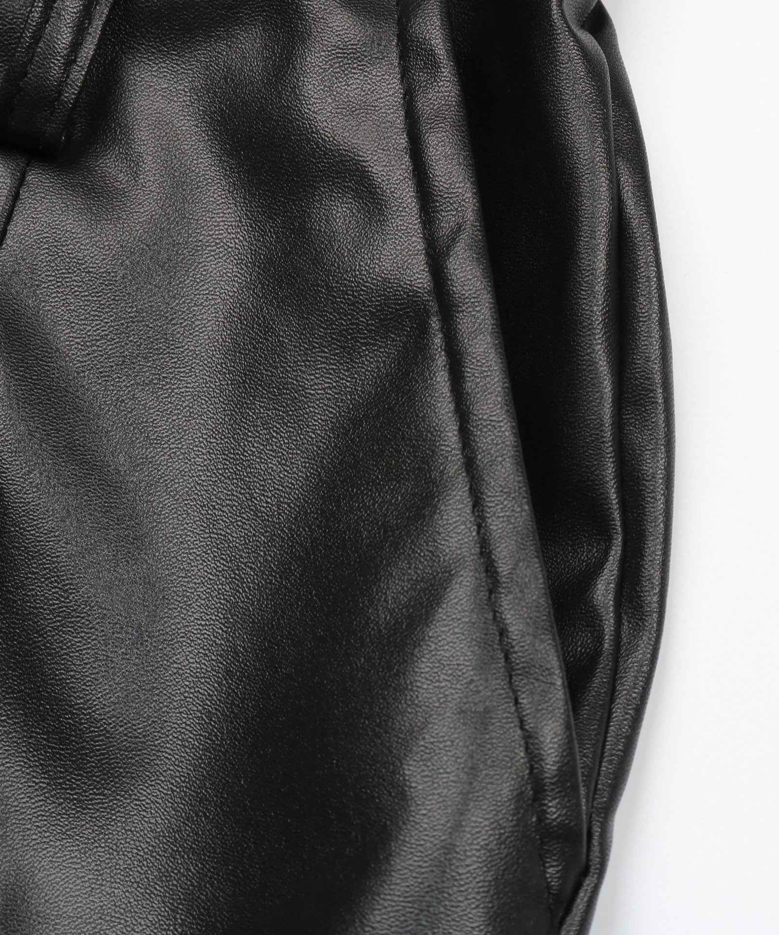 Faux Leather Bow Black High Waist Jeans