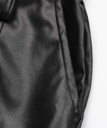 Faux Leather Bow Black High Waist Jeans