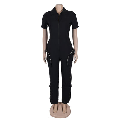 Sexy Summer Jumpsuit with Pocket and Zipper MUNSIEUR