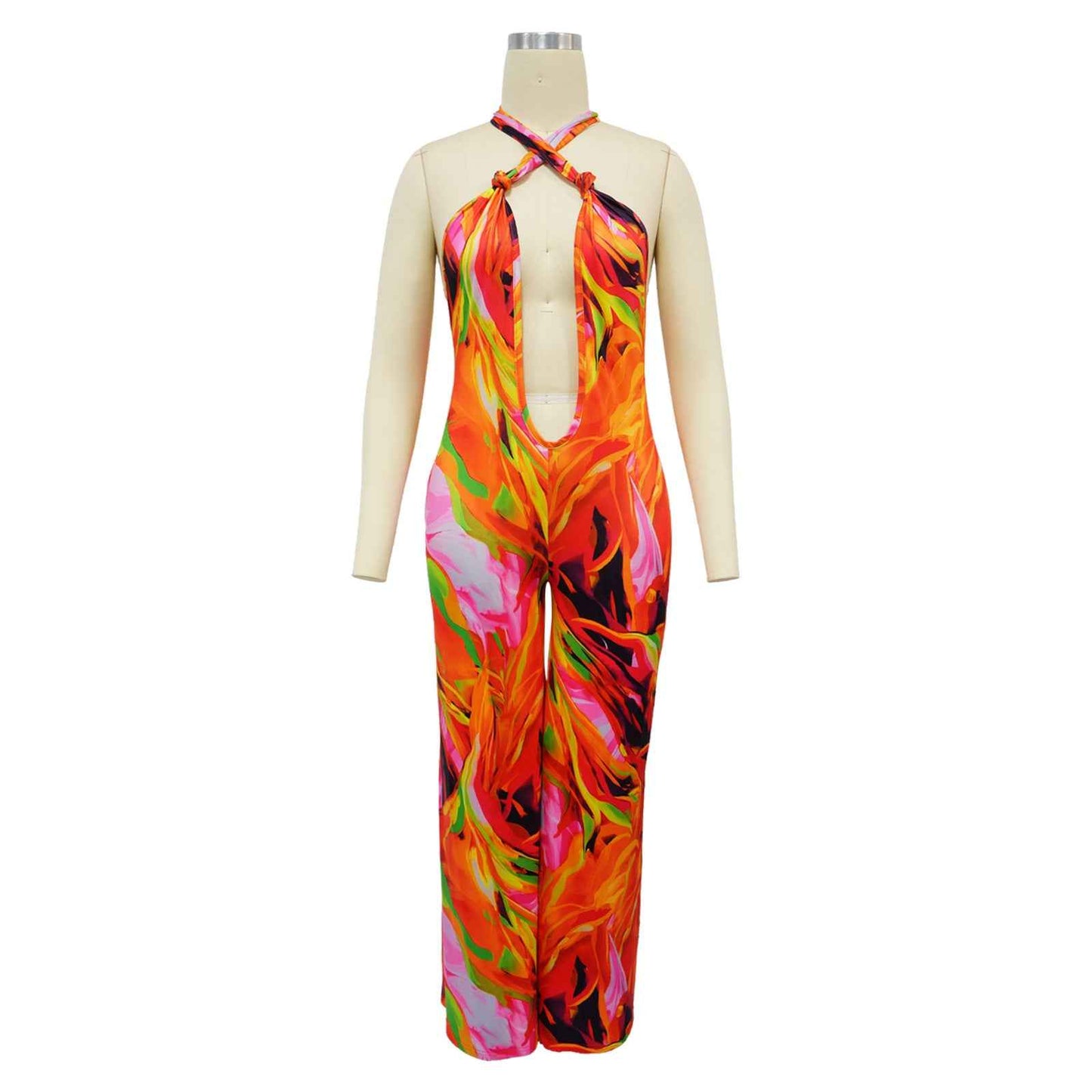 Cropped Halter Backless Jumpsuit