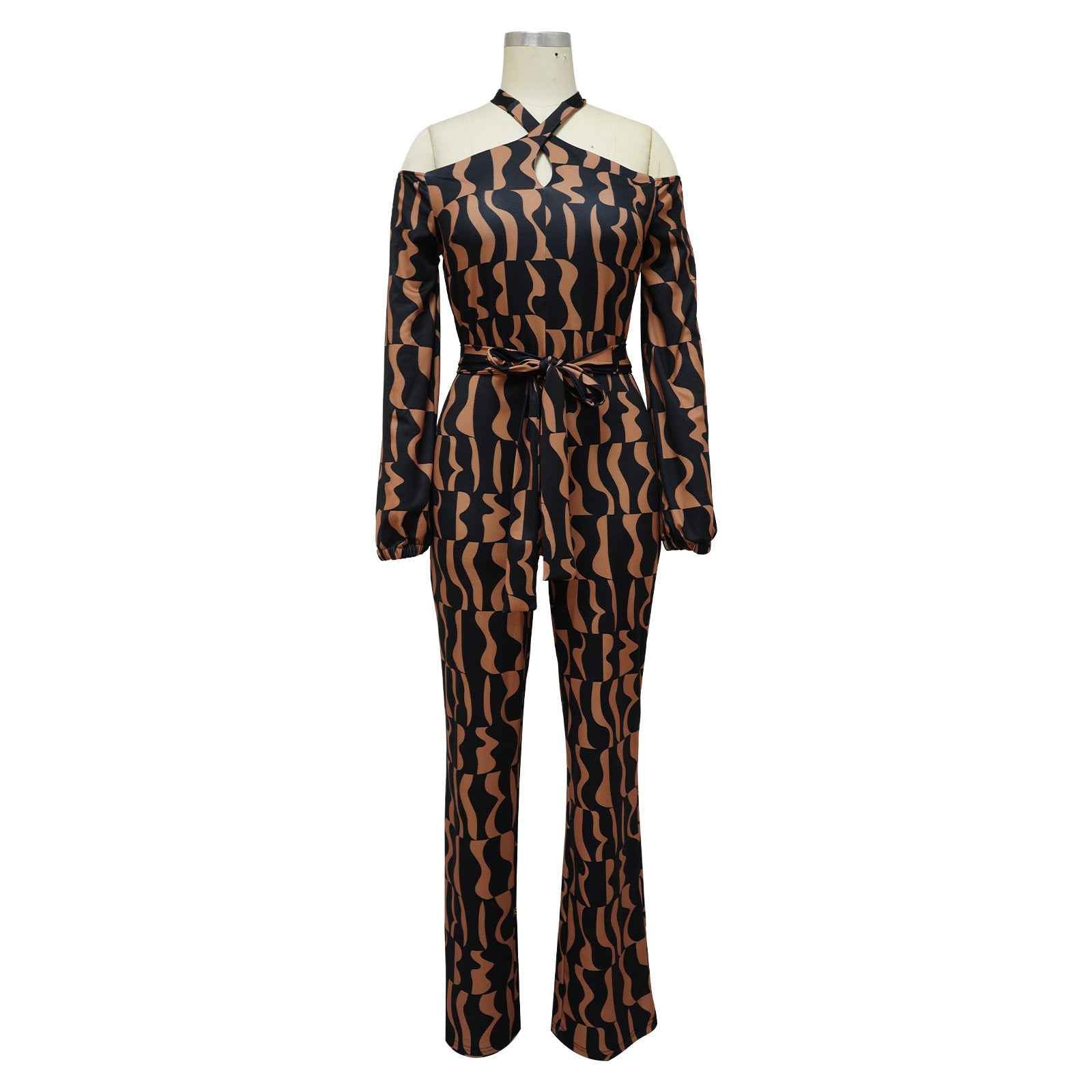 Long Sleeve Halter Jumpsuit