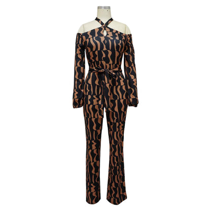 Long Sleeve Halter Jumpsuit