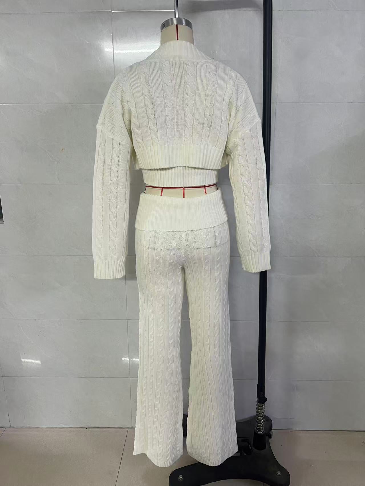 MUNSIEUR Knitted Sweatsuit Three Piece Set Sweats Leggings