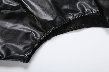MUNSIEUR Autumn Faux Leather Sleeveless Dress New Arrivals