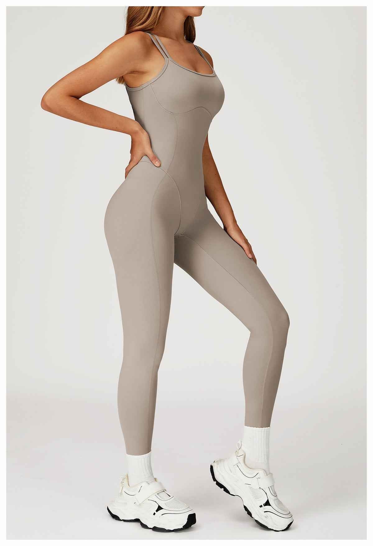 Nude Feel Jumpsuit Cross Back One Piece Slim Fit Yoga Wear