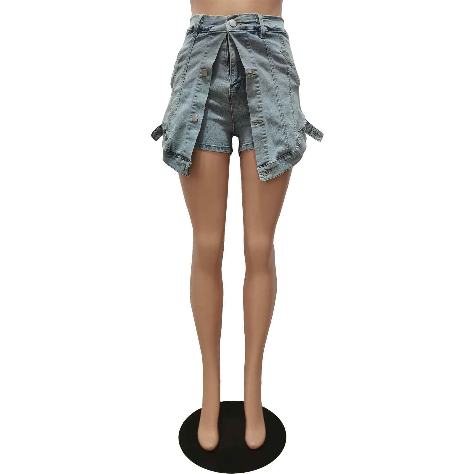 Elastic Denim Two Piece Skort