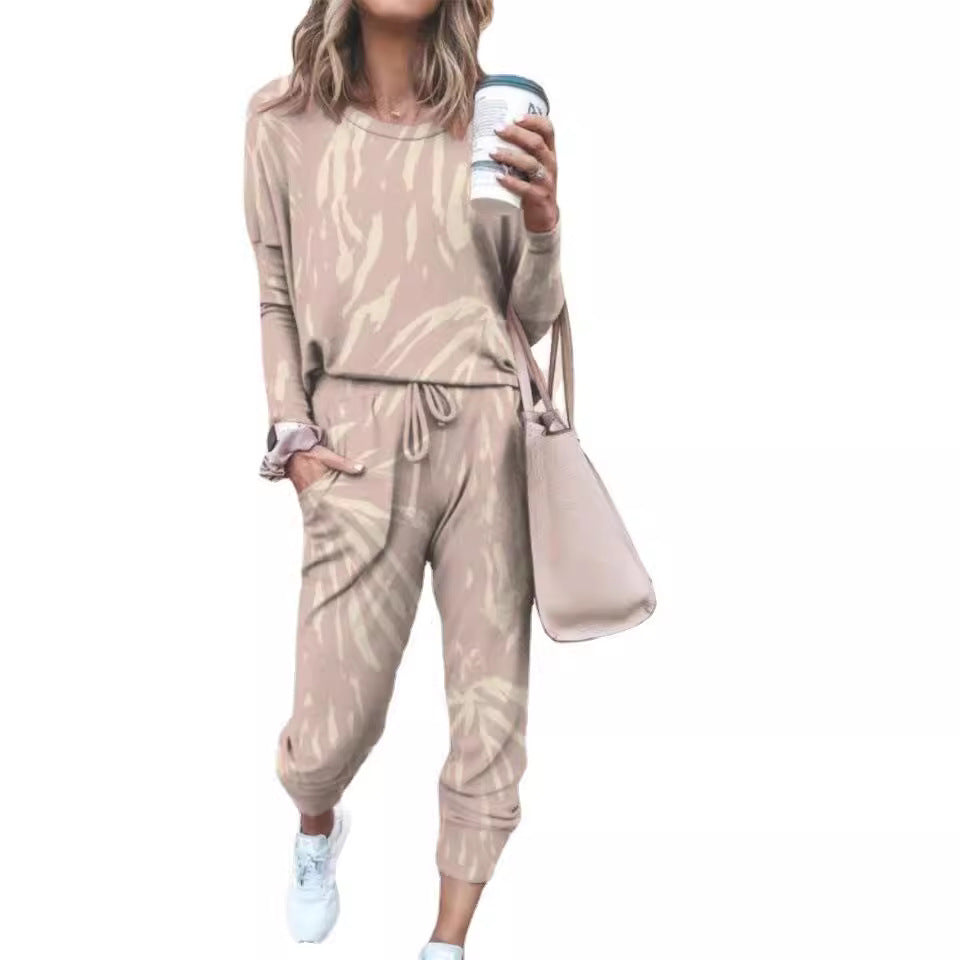 Printed Two-piece Fashion Casual Leggings + Sweater Set - Munsieur