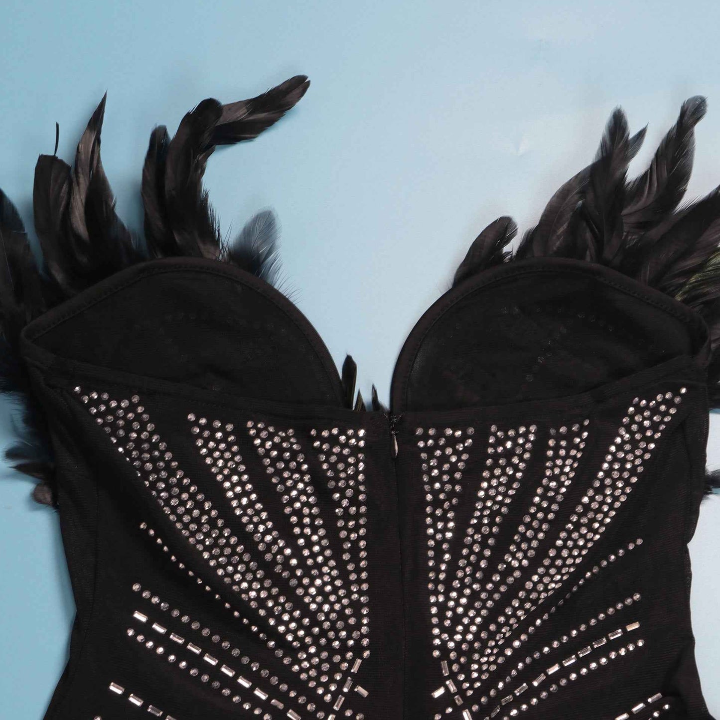 Sexy Feather Rhinestone Slim Fit Sheath Sleeveless Jumpsuit