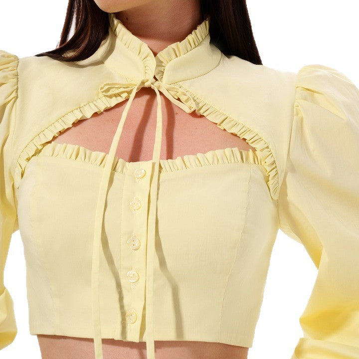 Puff Sleeve Lace Collar Blouse