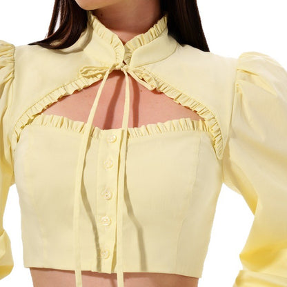 Puff Sleeve Lace Collar Blouse