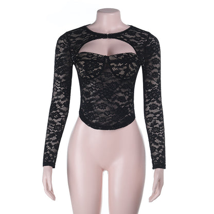 Lace Cutout Long Sleeve T-shirt