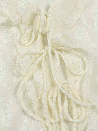 French Ruffled Cardigan Blouse