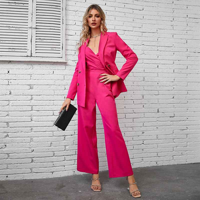 Luxury Business Elegant Business Tube Top Jumpsuit Two Piece Set