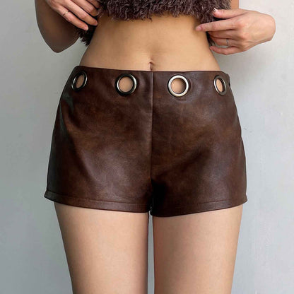 Retro Leather High Waist Bottoms