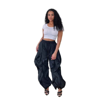 Elegant Office Workwear Stitching Lace Bloomers Banded Sweats Jeans