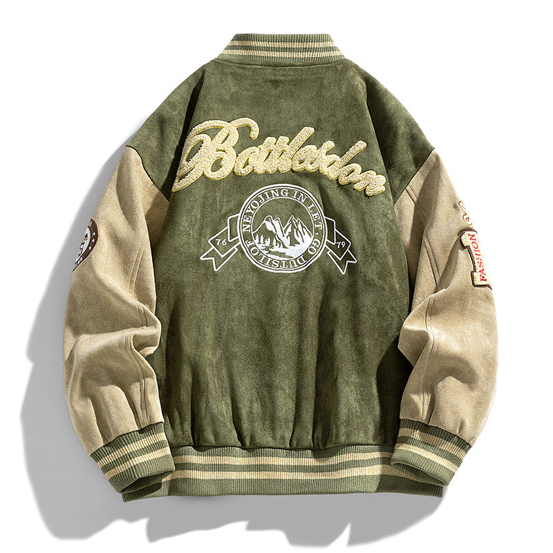 Men's American Retro Loose Letter Baseball Coat - Munsieur