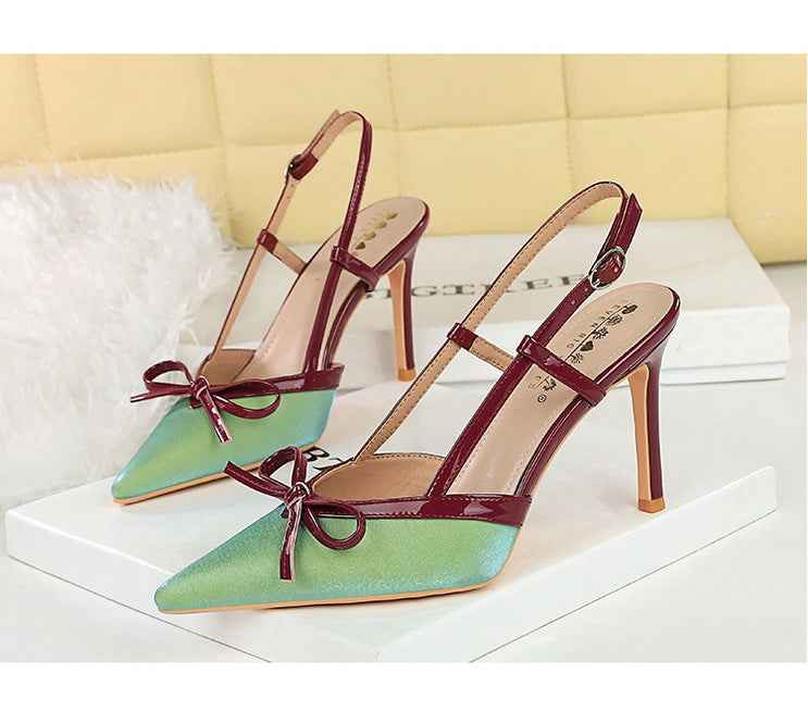 Bow Stiletto Heel High Heels Women Elegant High Grade