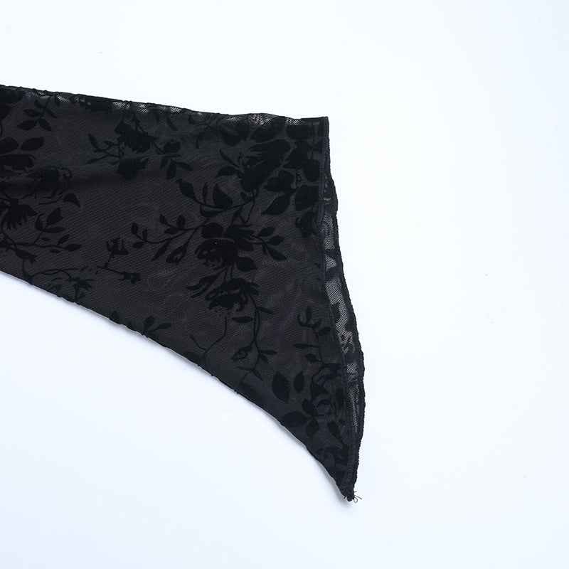Dark Mesh Velvet Blouse for Women