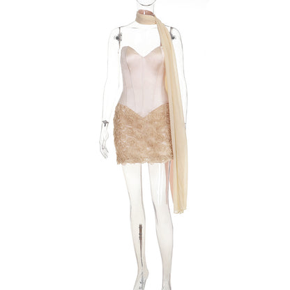 MUNSIEUR Drop Stitching Floral Dress Elegant New Arrivals