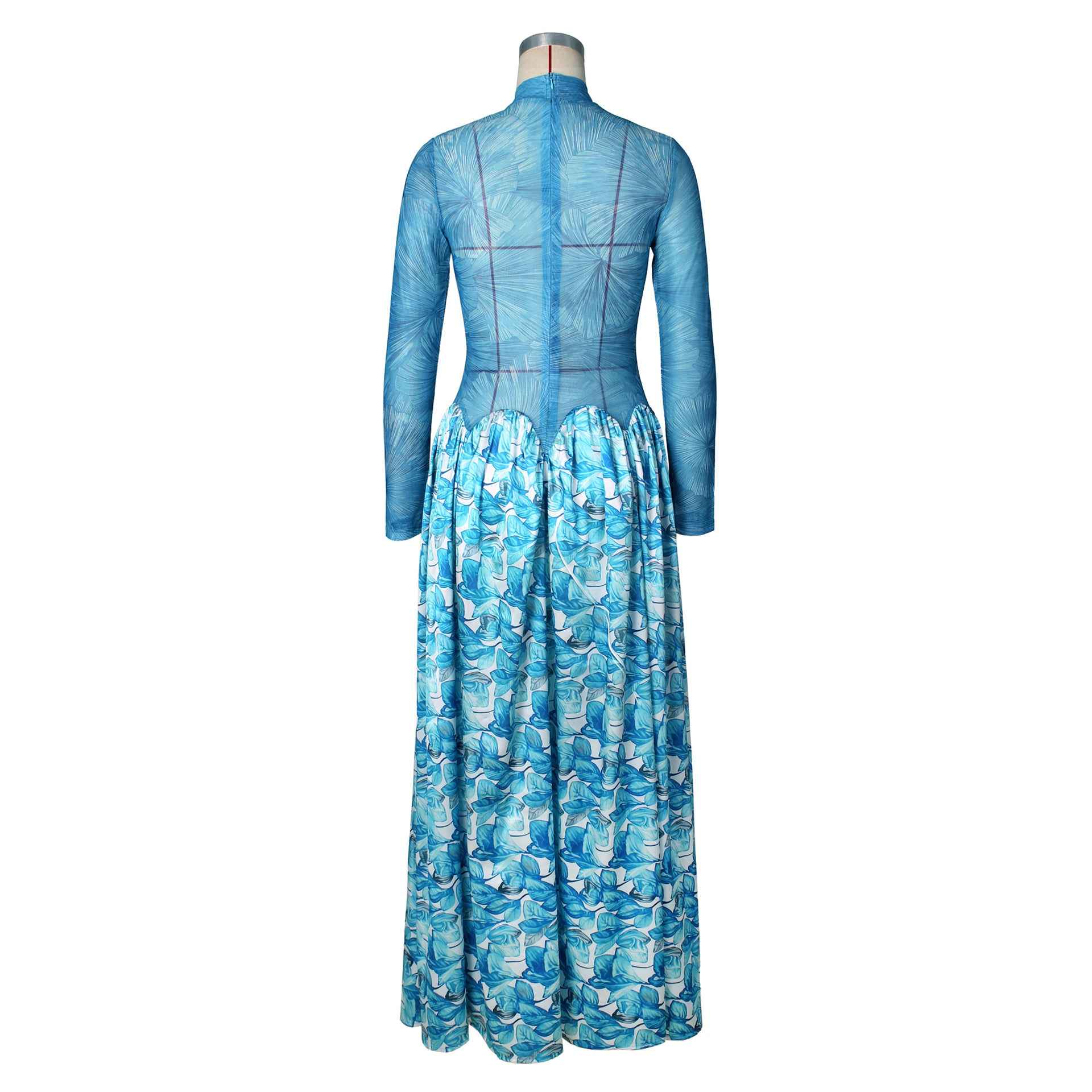 Summer Mesh Floral Print Dress Abstract Flowy Boho Style