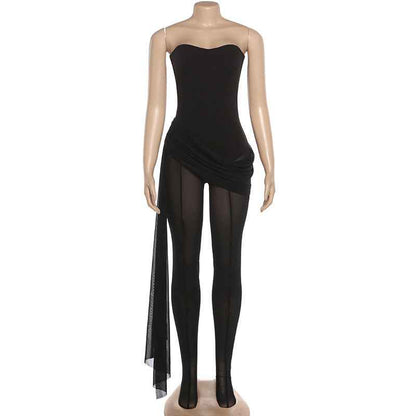 Slim Fit Backless Tube Top Jumpsuit
