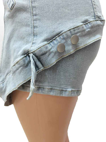 Elastic Denim Two Piece Skort