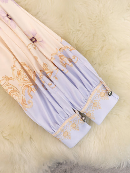 Retro Dress Stand Collar Puff Sleeve A line Dress MUNSIEUR New Arrivals