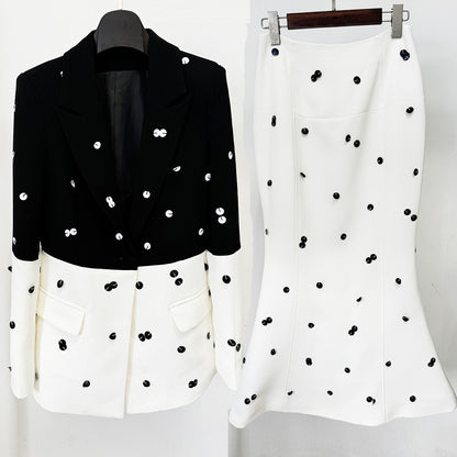 Women's Fashionable Sequins Jacket + Skirt Set - Munsieur