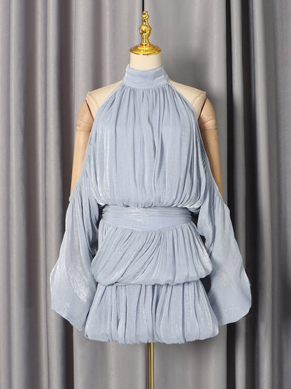 Lantern Sleeve Solid Color Dress Women MUNSIEUR New Arrivals