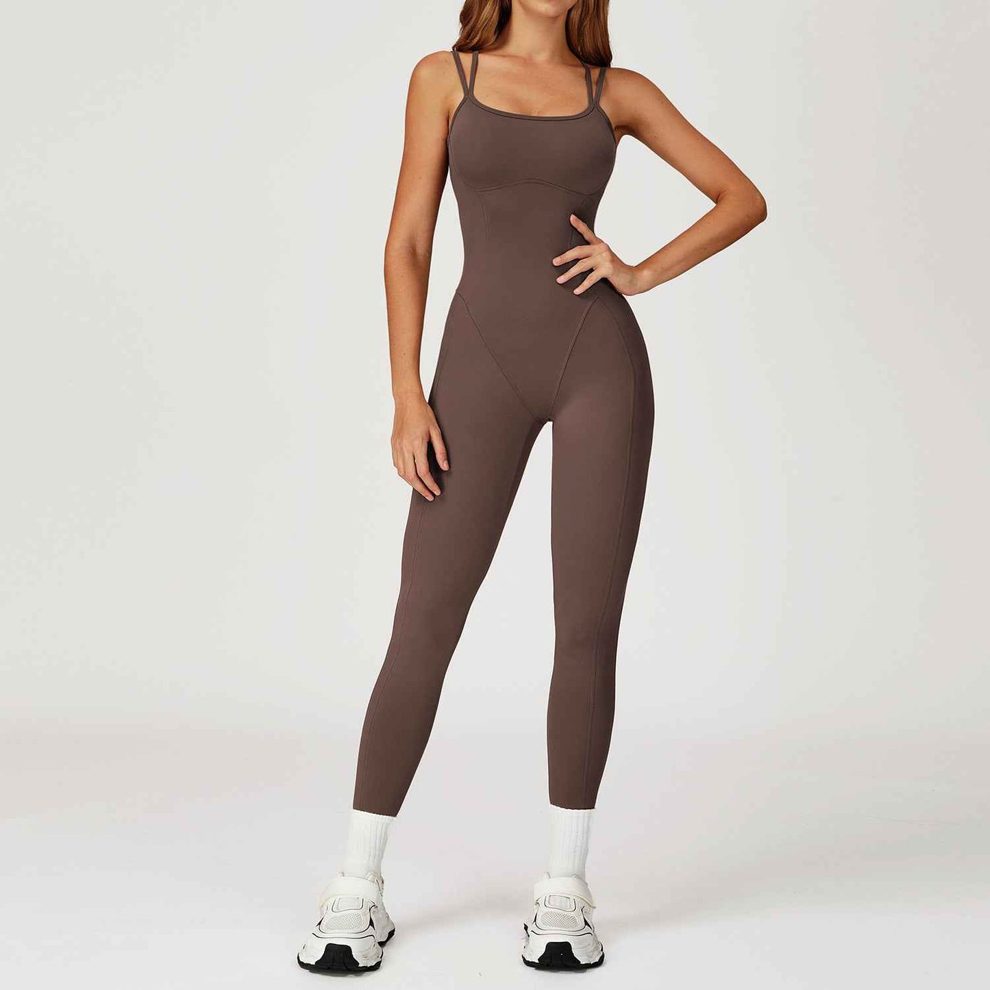 Nude Feel Jumpsuit Cross Back One Piece Slim Fit Yoga Wear