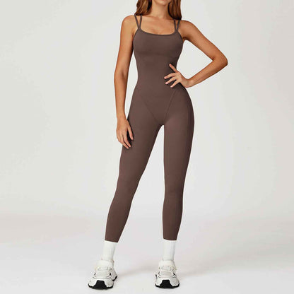 Nude Feel Jumpsuit Cross Back One Piece Slim Fit Yoga Wear