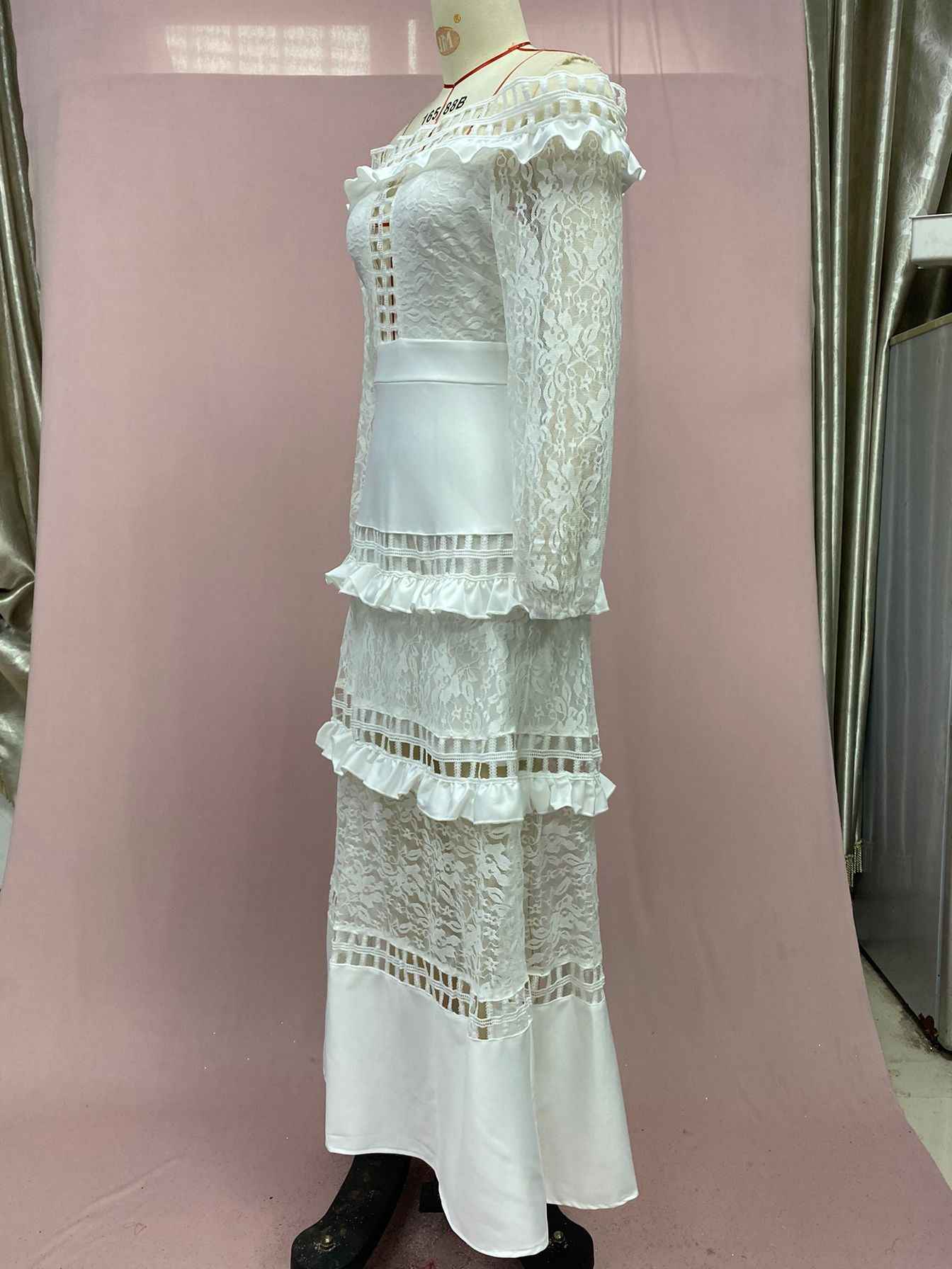 Lace Dress off Shoulder Lotus Leaf Wedding Party Cocktail Dress New Arrivals
