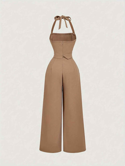 High End Simple Sleeveless Jumpsuit